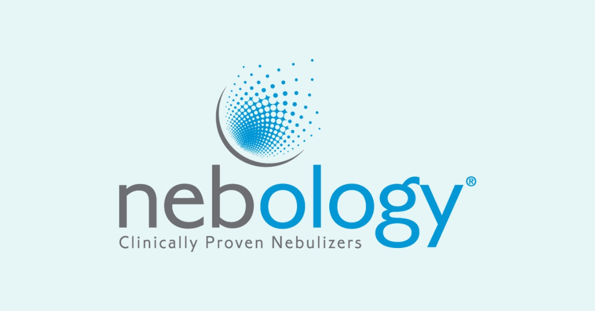 Nebology logo with tagline 'Clinically Proven Nebulizers.'