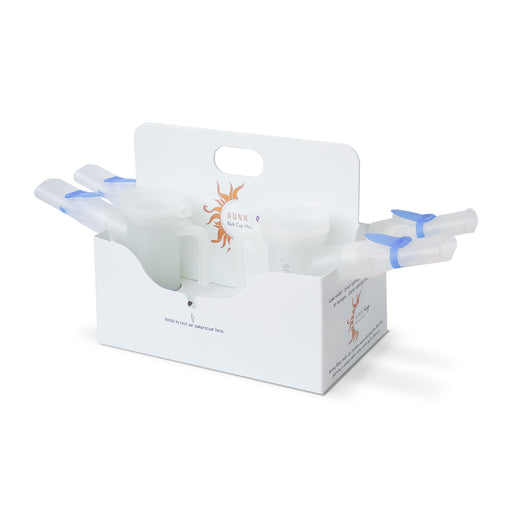 Sunny Rays neb cup holder that fits up to 4 PARI LC nebulizers (PARI LC Sprint or PARI LC PLUS), in addition to air hose holder and medication holders
