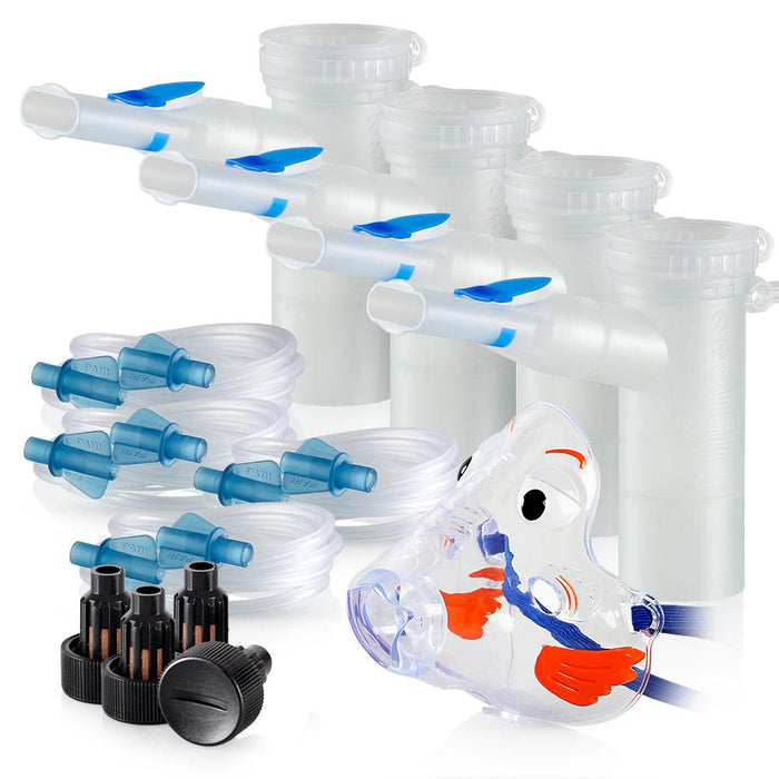 Replacement Supply Kit: Two Years of Nebulizer Supplies PARI ProNeb / PARI LC Plus with WingTip Tubing / Add 1x PARI Bubbles Pediatric Mask. 2x041F64P2-4x022F81-1x044F7248