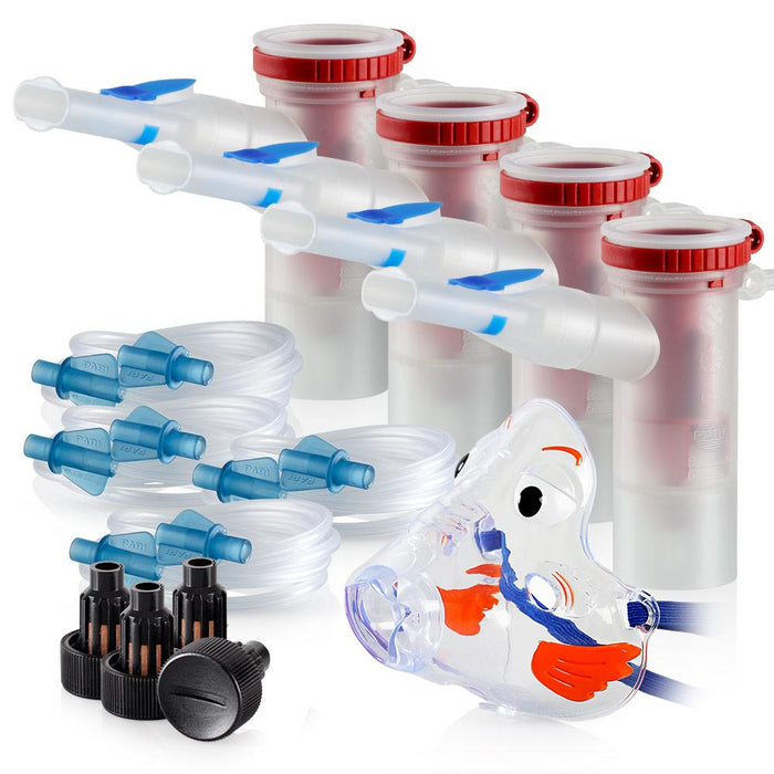 Replacement Supply Kit: Two Years of Nebulizer Supplies PARI ProNeb / PARI LC Star with WingTip Tubing / Add 1x PARI Bubbles Pediatric Mask. 2x041F64P2-4x022F51-1x044F7248